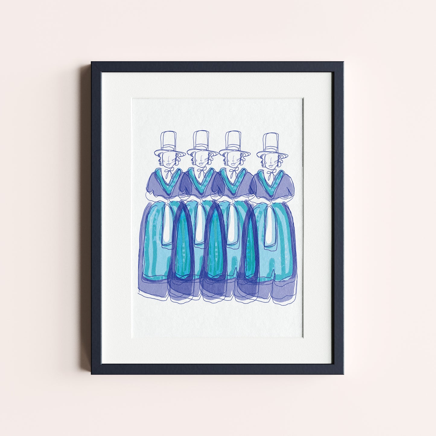 Blue Welsh Ladies - Unframed Print
