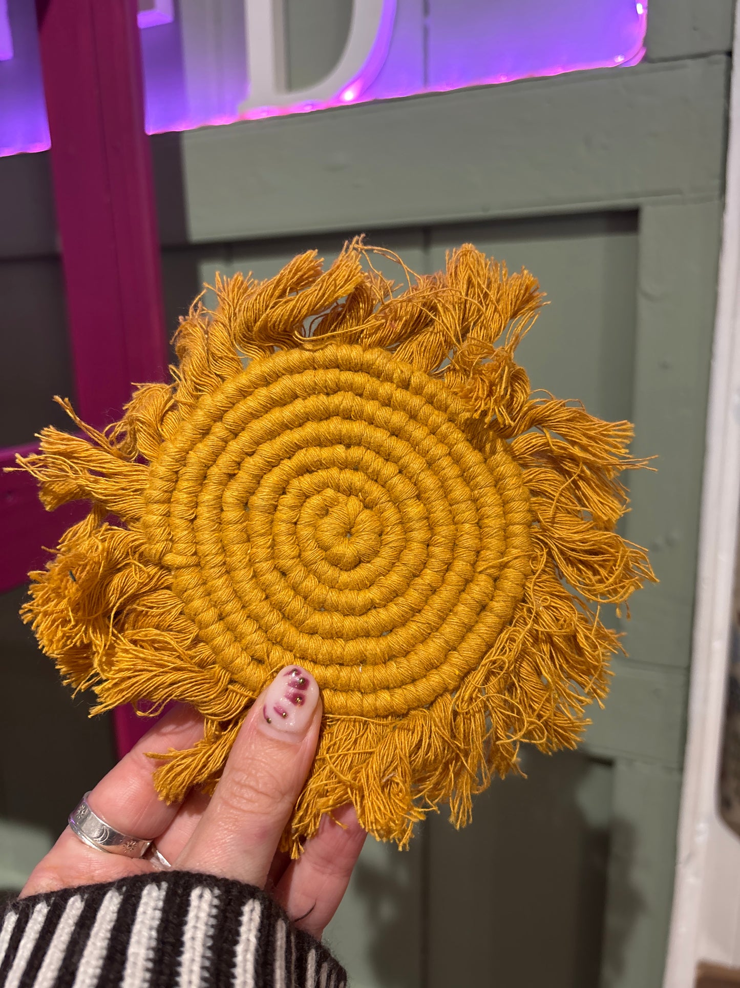 Handmade macrame coasters