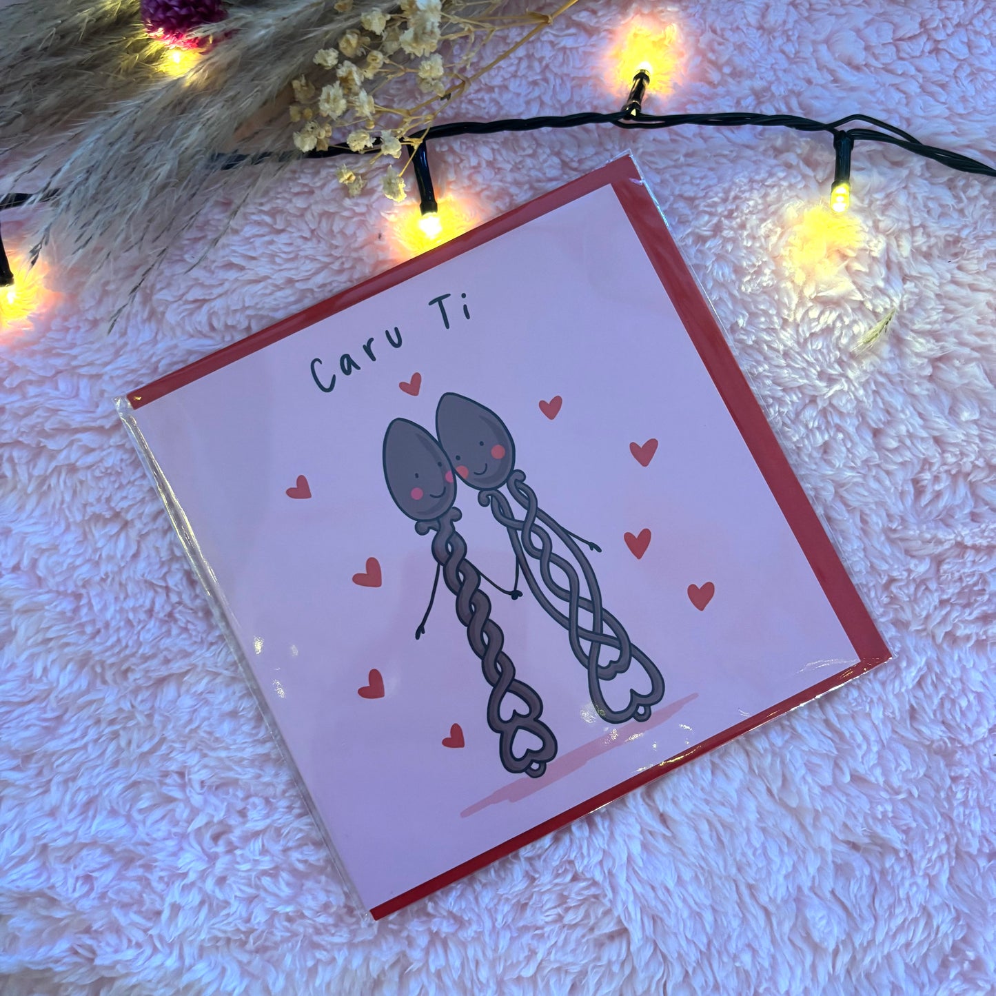 ‘Caru Ti’ Lovespoons Welsh Greeting Square Card