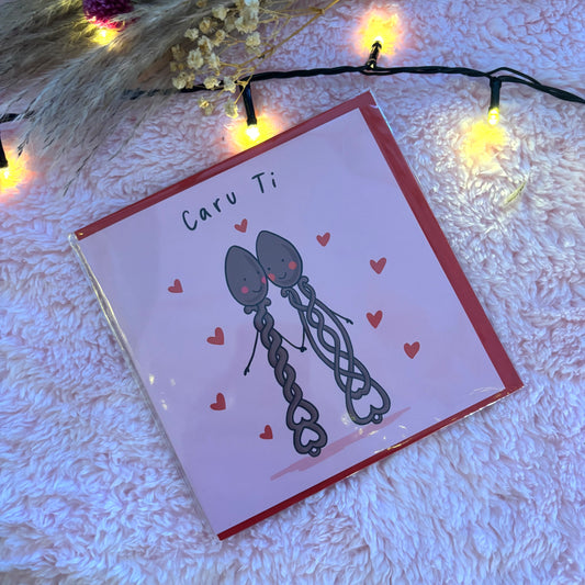 ‘Caru Ti’ Lovespoons Welsh Greeting Square Card
