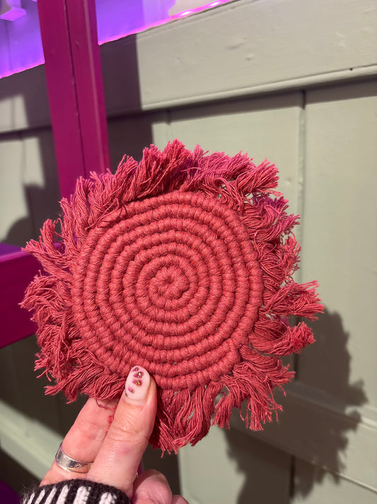 Handmade macrame coasters