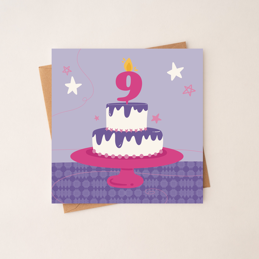 9 Age Girl Birthday Card