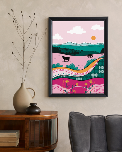 Gwartheg Y Gwanwyn - Unframed Print