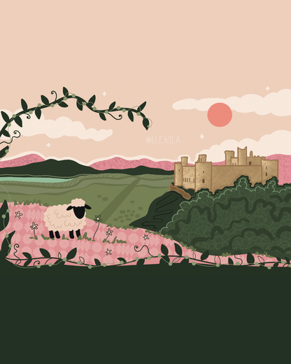 'Castell Harlech' Unframed Print