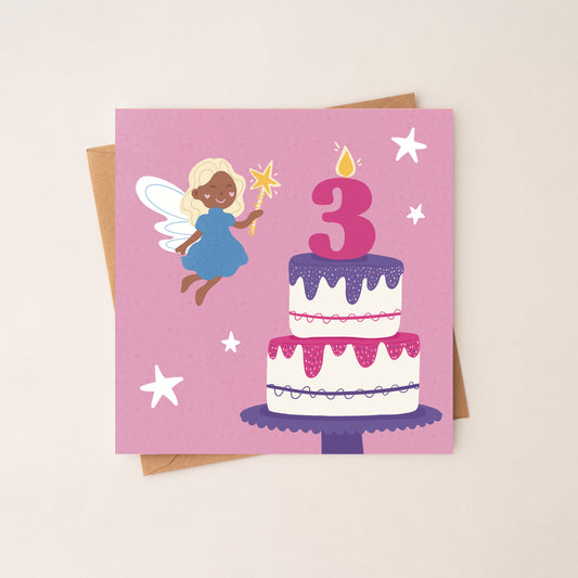 3 Age Girl Birthday Card