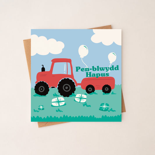Penblwydd Hapus Tractor -  Welsh Birthday Card