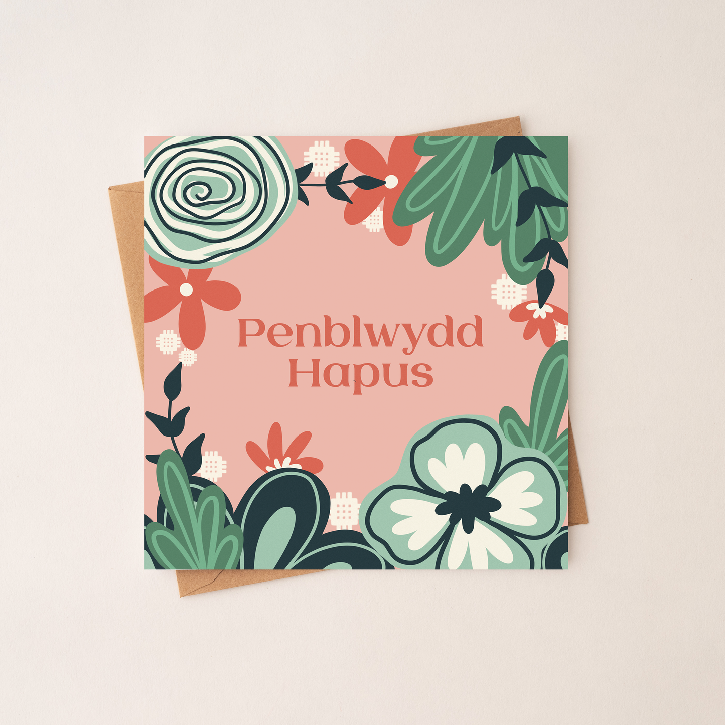 Penblwydd Hapus Pinc - Welsh Birthday Card