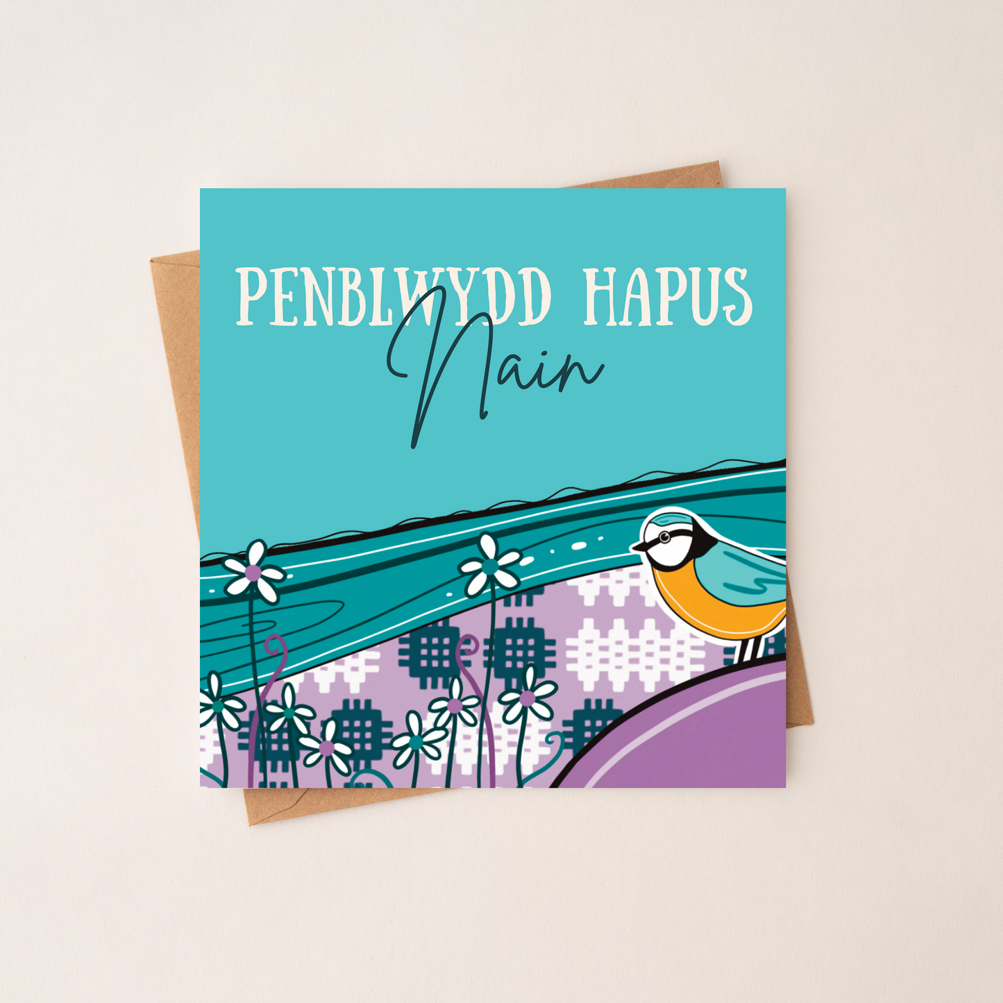 Penblwydd Hapus Nain Titw Tomos Las - Welsh Grandmother Birthday Card